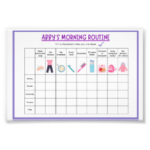Kinder Morgenroutine-Checkliste mit süßen Icons