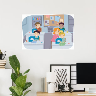 Kinder nähen Klasse Spaß beim Crafting und Lernen Poster
