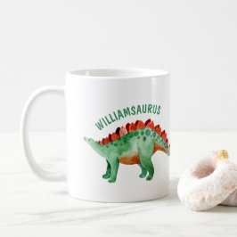 Kinder Name Funny Watercolor Dinosaurier Kaffeetasse