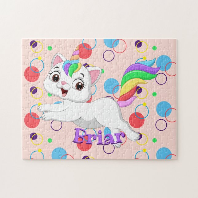 Kinder Name glückliche Kittycorn Puzzle Lernaktivi (Horizontal)