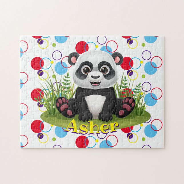 Kinder Name Panda Puzzle Learning Activity (Horizontal)