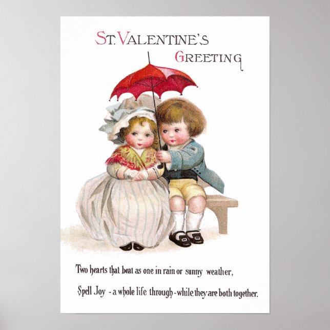Kinder "Neath Umbrella Vintag Valentine Poster (Vorne)