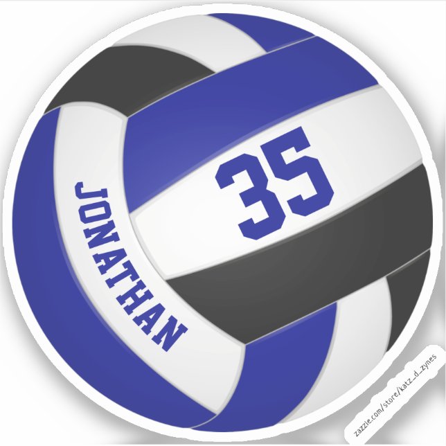 Kinder nennen Jersey Nummer Blue Black Volleyball Aufkleber (Vorderseite)