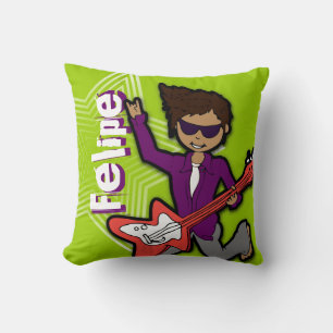Kinder nennen Rockstar Gitarre grün & lila Kissen