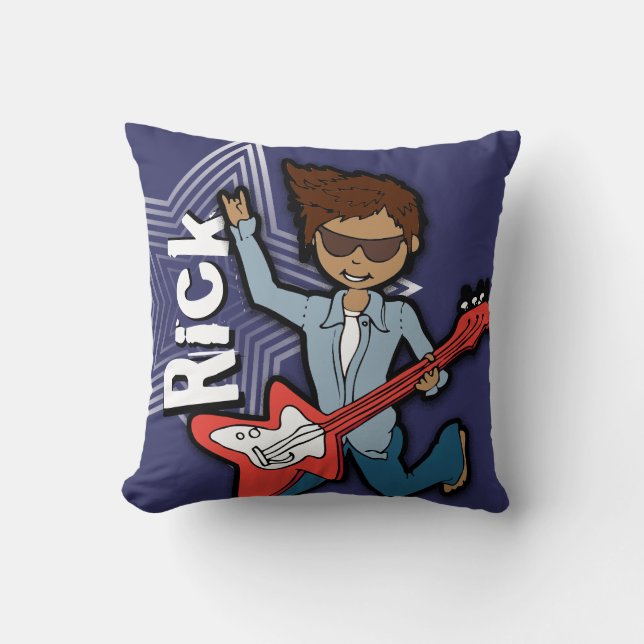 Kinder nennen Rockstar Gitarre Junge dunkelblaues  Kissen (Vorderseite)