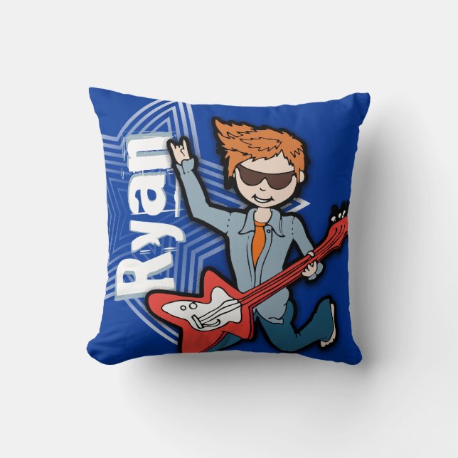 Kinder nennen Rockstar Gitarre Junge hellblaues Ki Kissen (Vorderseite)