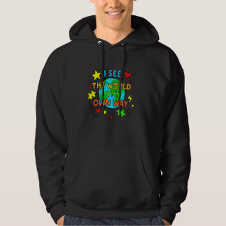 Kinder Neurodiverser Bestätigung Ich sehe die Welt Hoodie