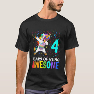 Kinder Niedlich 4 Jahre alt Einhorn Dabbing 4. Geb T-Shirt