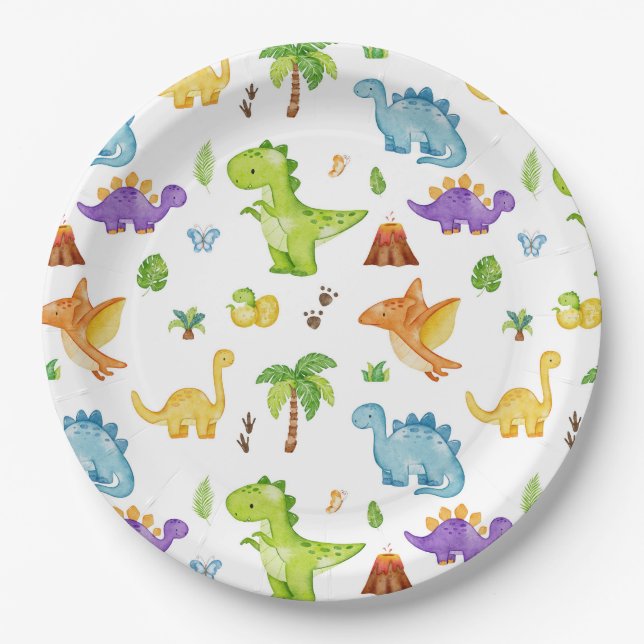 Kinder Niedlich Dinosaurier Muster Pappteller (Vorderseite)