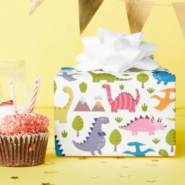 Kinder Niedlich farbige Dinosaurier Geschenkpapier (Geburtstagsparty)