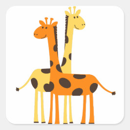 Kinder Niedlich Jungle Giraffe Quadratischer Aufkleber