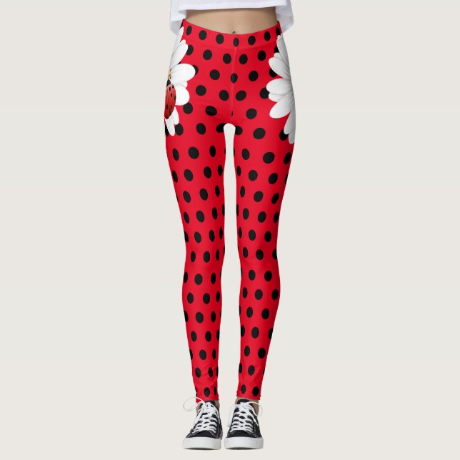 Kinder Niedlich Ladybug Polka dot Daisy Blume Patt Leggings (Vorderseite)