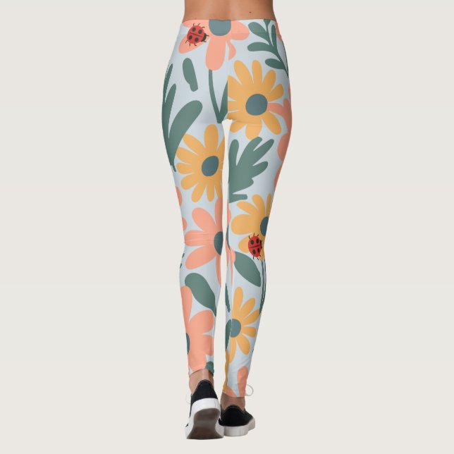 Kinder Niedlich Ladybug Polka dot Daisy Blume Patt Leggings (Rückseite)
