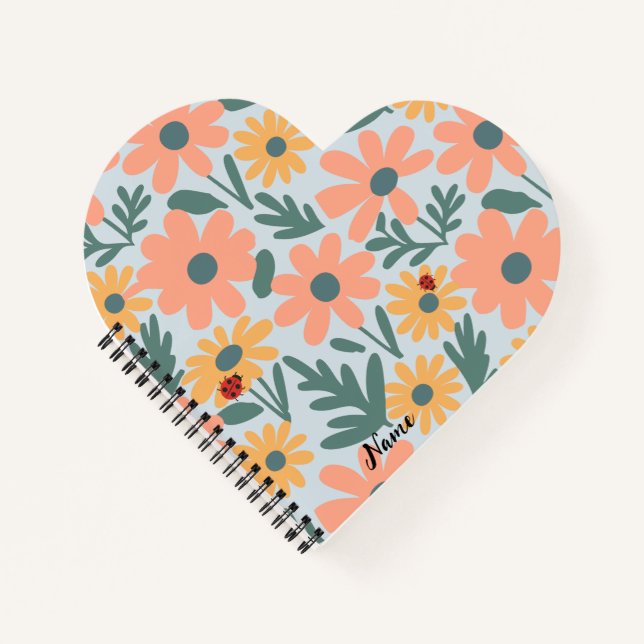 Kinder Niedlich Ladybug Polka dot Daisy Blume Patt Notizbuch (Vorderseite)