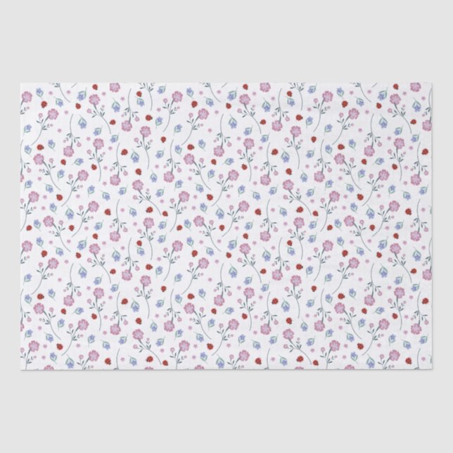 Kinder Niedlich Ladybug Polka dot Daisy Blume Patt Seidenpapier (Vorderseite)