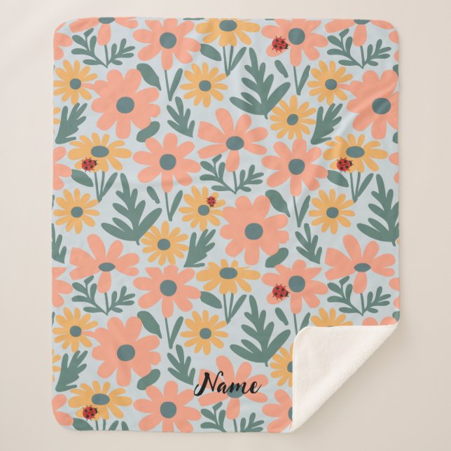 Kinder Niedlich Ladybug Polka dot Daisy Blume Patt Sherpadecke (Vorderseite)