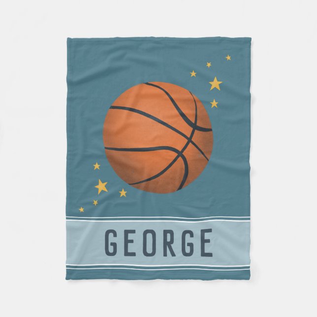 Kinder Niedlich Navy Blue Basketball Sportboote Fleecedecke (Vorderseite)
