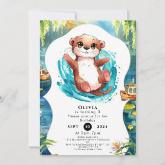 Kinder Niedlich Otter Geburtstag Einladung