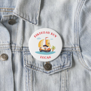 Kinder Niedlich Piratenschiff Geburtstagsparty Button