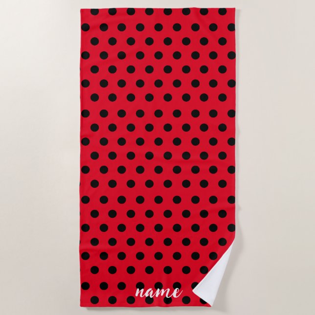 Kinder Niedlich Red Ladybug Polka dot Party Patter Strandtuch (Vorderseite)