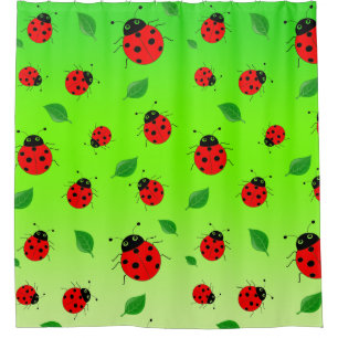 Kinder Niedlich Red Ladybug Polka dot Spring Patte Duschvorhang