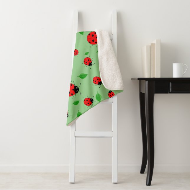 Kinder Niedlich Red Ladybug Polka dot Spring Patte Sherpadecke (Beispiel)