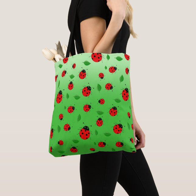 Kinder Niedlich Red Ladybug Polka dot Spring Patte Tasche (Von Nahem)