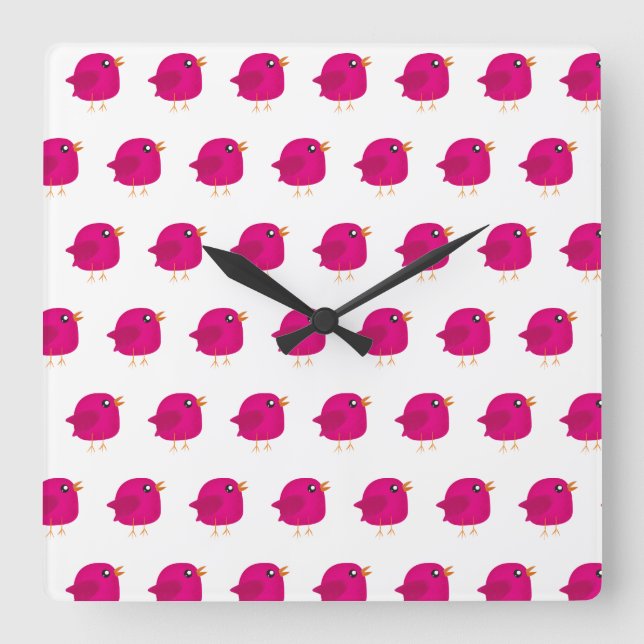 Kinder niedliche Birke Quadratische Wanduhr (Vorderseite)
