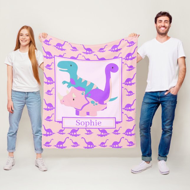Kinder Niedliche Dinosaurier Pink Fleece Blanket (Beispiel)