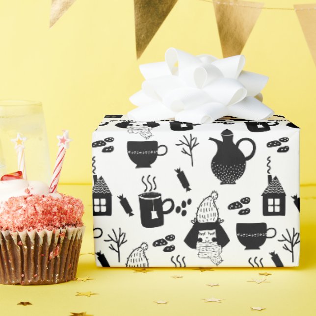 Kinder Niedliche Erwärmung Tee Kakao Heiße Schokol Geschenkpapier (Geburtstagsparty)