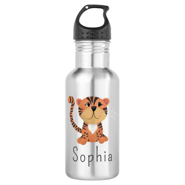 Kinder Niedliche Jungle Tiger School Edelstahlflasche (Vorderseite)