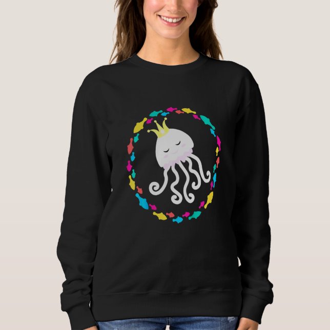 Kinder Niedliche kleine Quallenfische mit Prinzess Sweatshirt (Vorderseite)