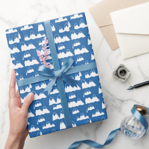 Kinder Niedliche schneebedeckte Berge Berge Weiß B Geschenkpapier