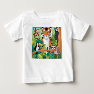 Kinder Niedliche Tiere Jungle Tiger Affenvogel Baby T-shirt