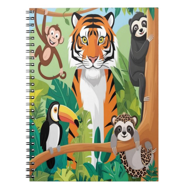 Kinder Niedliche Tiere Jungle Tiger Affenvogel Notizblock (Vorderseite)