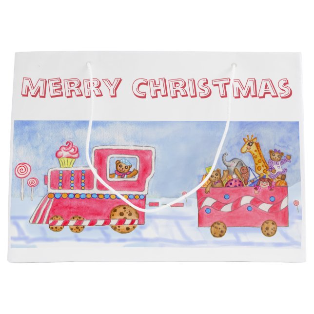 Kinder Niedliche Weihnachtsspielzeugbahn Geschenkt Große Geschenktüte (Vorderseite)