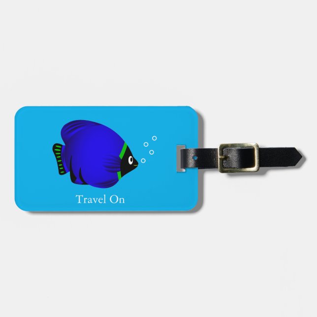 Kinder Niedlicher Blauer Fisch Gepäckanhänger (Vorderseite horizontal)