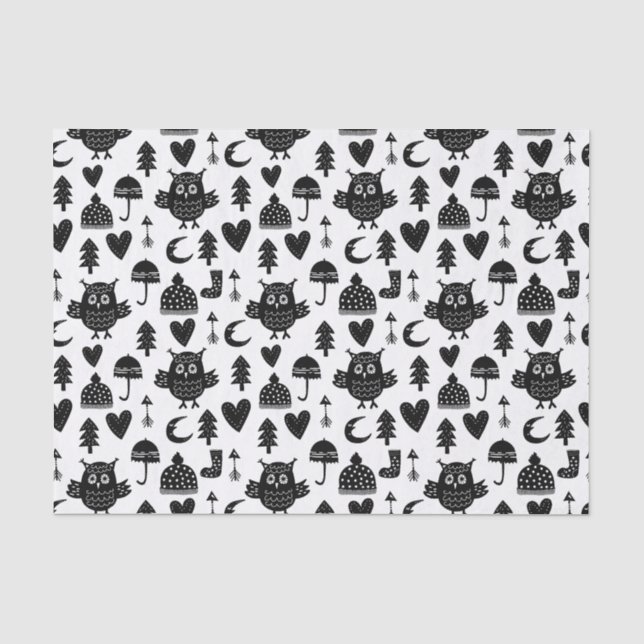 Kinder Niedlicher Owl Moon Herz Umbrella Winter Ha Seidenpapier (Vorderseite)