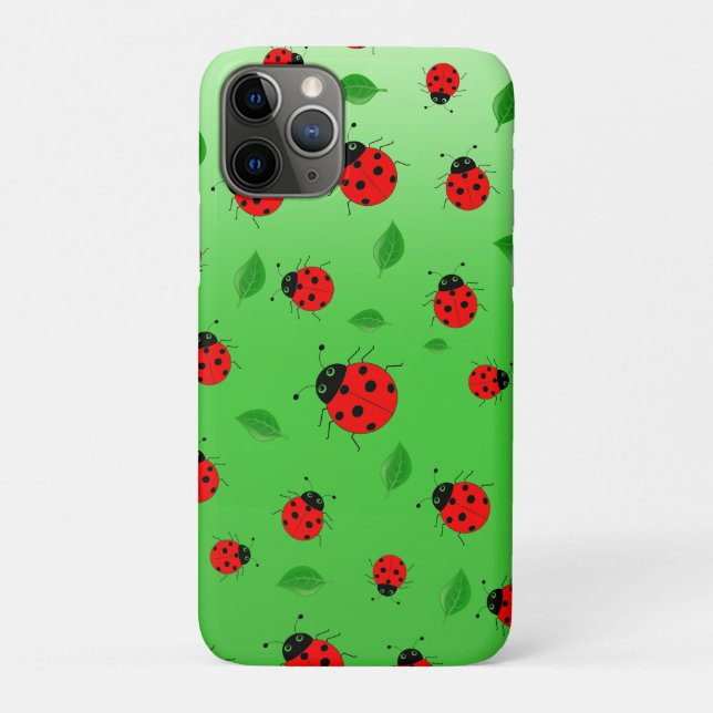 Kinder Niedlicher roter Ladybug und grün verlassen Case-Mate iPhone Hülle (Rückseite)