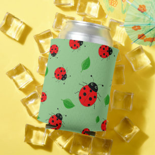 Kinder Niedlicher roter Ladybug und grünes verlass Dosenkühler
