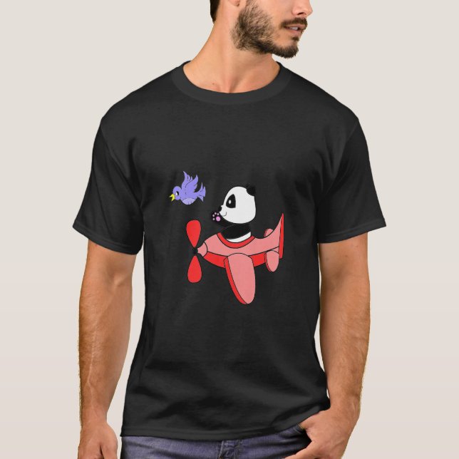 Kinder Niedliches Flugzeug Flug Tier Panda Childre T-Shirt (Vorderseite)