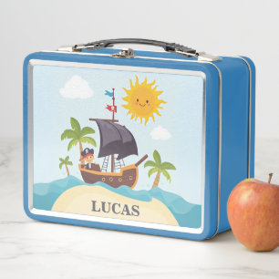Kinder Niedliches Personalisiertes Piratenschiff Metall Brotdose