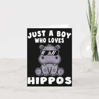 Kinder Nilpferd Hippopotamus Ein Junge, der Nilpfe Karte