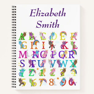 Kinder Notizbuch - Cartoon Einhörner Alphabet