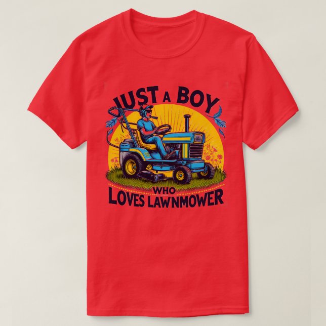 Kinder nur ein Junge, der Lieben Rasenmäher Rasenm T-Shirt (Design vorne)