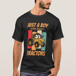 Kinder nur ein Junge, der Traktoren liebt Bauernho T-Shirt