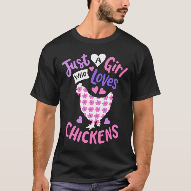 Kinder nur ein Mädchen, das Hühner Liebe Hen Lo T-Shirt (Vorderseite)