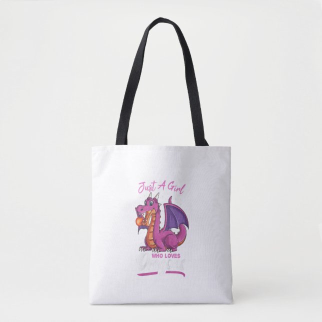 Kinder nur ein Mädchen, das Lieben Dragons Funny D Tasche (Vorderseite)