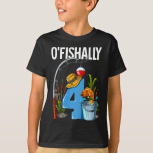 Kinder O'fishally 4 Jahre alt 4. Geburtstag Angeln T-Shirt
