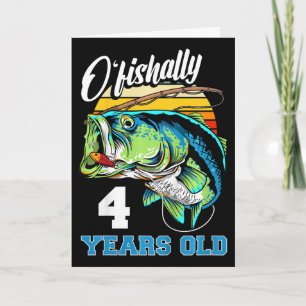 Kinder Ofishally 4 Jahre alt Fischer 4. Geburtstag Karte